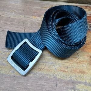 Patagonia Clement Blue Tech Web Adjustable Belt Buckle Opens Bottles 46.5”